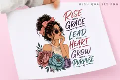 Rise With Grace Lead With Heart PNG Sublimation Design, Bow Product Image 3