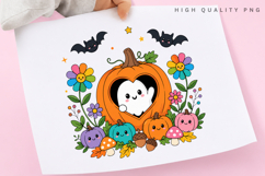 Cute Ghost In Heart Pumpkin PNG, Colorful Fall Halloween Product Image 3