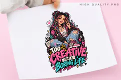 Too Creative PNG, Colorful Creative Girl Design, Artsy Girl Product Image 3