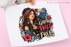 Wild Spirit Woman with Floral Headscarf, Boho Butterfly and Product Image 3