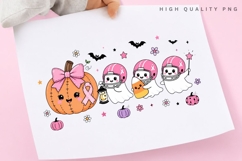 Pink Ribbon Ghost Football PNG, Breast Cancer Halloween PNG Product Image 3