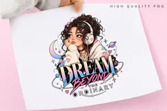 Dream Beyond the Ordinary Cute Girl with Headphones Cosmic Product Image 3