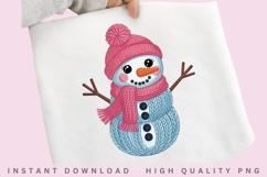 Crochet Snowman PNG, Cute Amigurumi Snowman Clipart, Pink Product Image 2