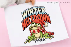 Winter Meltdown PNG Sublimation Design, Funny Tired Frog Product Image 3