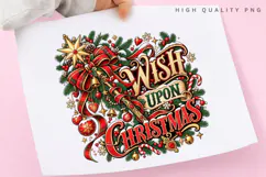 Wish Upon Christmas Festive Holiday Bow Ornament PNG Design Product Image 3