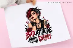 Bad Attitude Good Energy PNG Sublimation Design, Red Hair Product Image 3