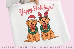 Happy Holidays Golden Retriever PNG, Christmas Golden Product Image 2