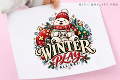 Cute Winter Bear Playing Video Game Christmas Holiday Design Product Image 3