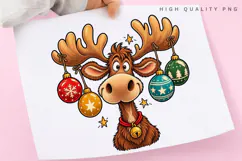 Christmas Moose PNG Sublimation Design, Funny Reindeer Product Image 3