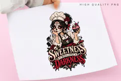 Sweetness With Darkness PNG, Gothic Baker Girl Illustration Product Image 3