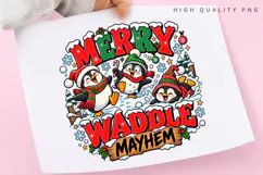 Cute Penguin Merry Waddle Mayhem Christmas Winter Holiday Product Image 3