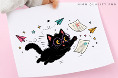 Flying Cat Teacher PNG Sublimation Design, Black Cat A Plus Product Image 3