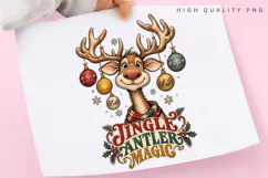 Jingle Antler Magic PNG Sublimation Design, Funny Christmas Product Image 3