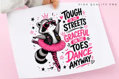 Ballerina Raccoon PNG Sublimation Design, Cute Punk Trash Product Image 3