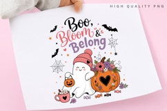 Boo Bloom Belong PNG, Pink Floral Pumpkin Ghost Sublimation Product Image 3