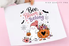 Boo Bloom Belong PNG, Pink Floral Pumpkin Ghost Sublimation Product Image 3