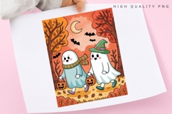 Cute Ghost Trick or Treat PNG, Kawaii Halloween Ghost Product Image 1