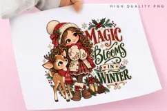 Magical Winter Girl and Cute Reindeer Holiday Christmas Product Image 3