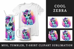 Cool cute zebra tumbler mug wrap, clipart sublimation design Product Image 1