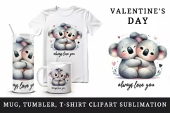 Valentine's Day koala tumbler mug wrap clipart sublimation Product Image 1