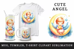 Cute angel tumbler mug wrap clipart sublimation design png Product Image 2