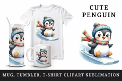 Cute penguin tumbler mug wrap clipart sublimation design png Product Image 1