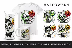 Halloween zombie tumbler mug wrap clipart sublimation design Product Image 1
