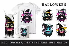 Halloween monster tumbler mug wrap clipart sublimation png Product Image 1