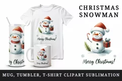 Christmas snowman tumbler, mug wrap, clipart sublimation png Product Image 1