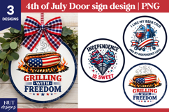 4th of July round sign, bbq patriotic sign sublimation Product Image 1