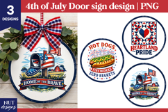 4th of July round sign, Farmhouse patriotic sign sublimation Product Image 1