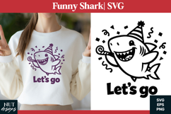 Funny shark SVG cute happy Shark festive tshirt design Product Image 1