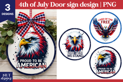 4th of July round sign, America Eagle patriotic door sign Product Image 1