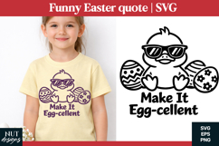 Funny Easter quote Egg-cellent Duckling Easter SVG Product Image 1