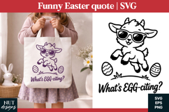 Funny Easter quote SVG Eggciting Goat Easter Easter quotes Product Image 1