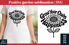 Grow Happiness Sunflower SVG Positive garden quotes Product Image 1