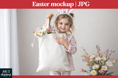 White tote bag Mockup JPG Easter tote bag Product Image 1