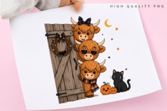 Halloween Highland Cow PNG Sublimation Design, Cute Stacked Product Image 3