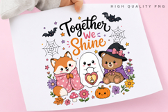 Together We Shine PNG, Cute Fox Ghost Bear Halloween Product Image 3