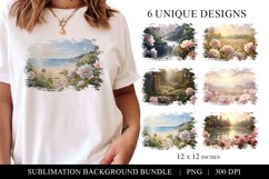 Peony Sublimation Background Bundle, Watercolor Nature Product Image 1