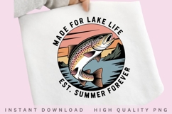 Vintage Trout Fishing PNG Design Product Image 1