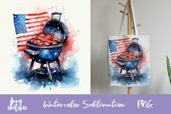 Kebab Grill Watercolor PNG 4th of July Sublimation Design Product Image 1