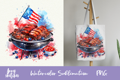 Kebab Grill Watercolor PNG 4th of July Sublimation Design Product Image 1