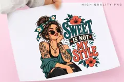 Sweet Is Not My Style PNG Sublimation Design, Sassy Bun Product Image 3