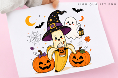 Halloween Witch Banana PNG Sublimation Design, Cute Spooky Product Image 3