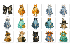 Patchwork Halloween Sublimation Bundle PNG, Retro Ghost Product Image 3