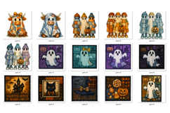 Patchwork Halloween Sublimation Bundle PNG, Retro Ghost Product Image 4