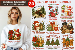 Vintage Christmas Sublimation Bundle,Holiday PNG Designs Product Image 1