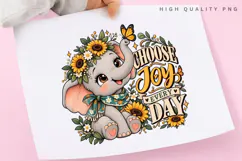 Cute Elephant with Sunflowers, Butterfly and Floral Scarf Product Image 3