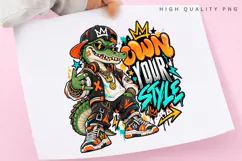 Edgy Crocodile Streetwear Character with Cap, Sunglasses Product Image 3